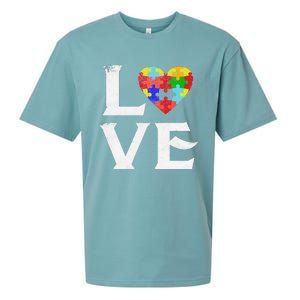 Love Puzzles Autism Awareness Heart Puzzle Tee Sueded Cloud Jersey T-Shirt