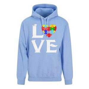 Love Puzzles Autism Awareness Heart Puzzle Tee Unisex Surf Hoodie