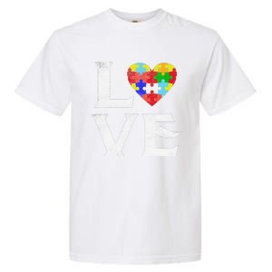 Love Puzzles Autism Awareness Heart Puzzle Tee Garment-Dyed Heavyweight T-Shirt