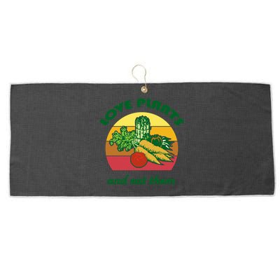 Love Plants And Eat Funny Vegan Vegetarian Plant Based Diet Meaningful Gift Large Microfiber Waffle Golf Towel