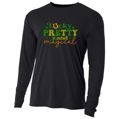 Lucky Pretty And Magical Retro St Patrick Day Cooling Performance Long Sleeve Crew