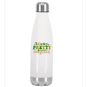 Lucky Pretty And Magical Retro St Patrick Day Stainless Steel Insulated Water Bottle