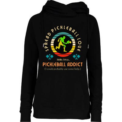 Love Pickleball Addict Spread Pickleball Love Womens Funnel Neck Pullover Hood