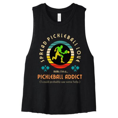 Love Pickleball Addict Spread Pickleball Love Women's Racerback Cropped Tank