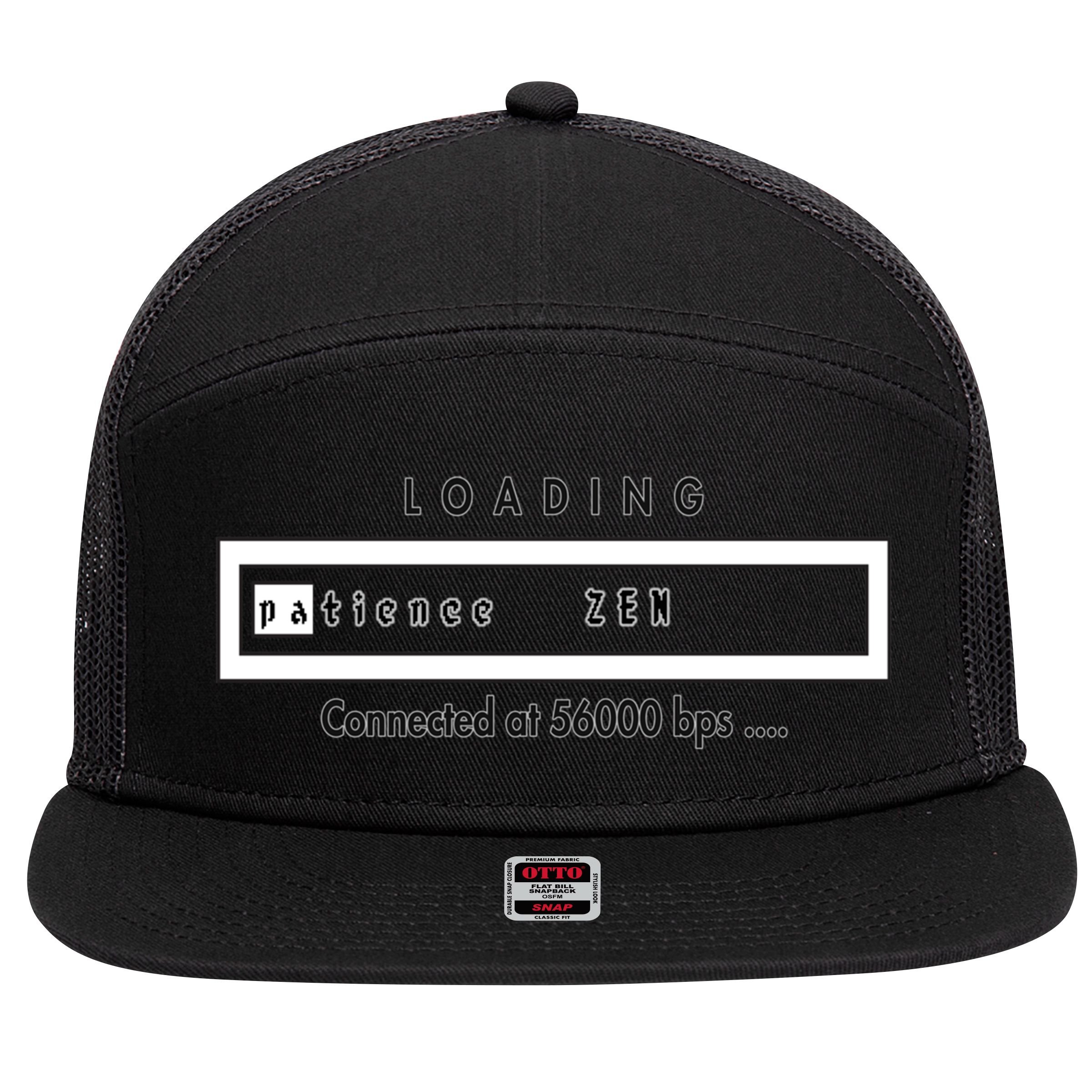 Loading Patience And Zen At 56k Meaningful Gift 7 Panel Mesh Trucker Snapback Hat