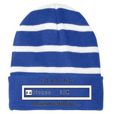 Loading Patience And Zen At 56k Meaningful Gift Striped Beanie with Solid Band