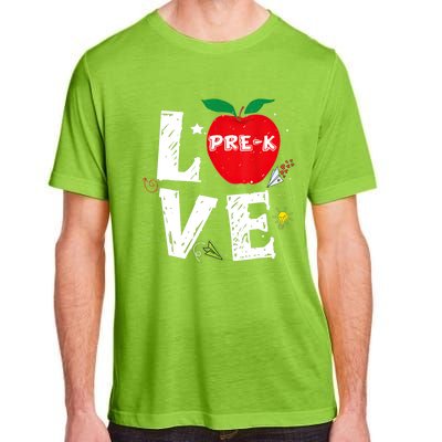 Love Pregiftk Apple Preschool Teachers Students Back To School Gift Adult ChromaSoft Performance T-Shirt