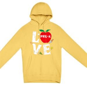 Love Pregiftk Apple Preschool Teachers Students Back To School Gift Premium Pullover Hoodie