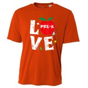 Love Pregiftk Apple Preschool Teachers Students Back To School Gift Cooling Performance Crew T-Shirt