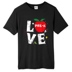 Love Pregiftk Apple Preschool Teachers Students Back To School Gift Tall Fusion ChromaSoft Performance T-Shirt