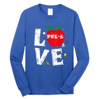 Love Pregiftk Apple Preschool Teachers Students Back To School Gift Long Sleeve Shirt