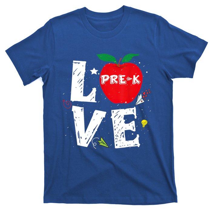 Love Pregiftk Apple Preschool Teachers Students Back To School Gift T-Shirt