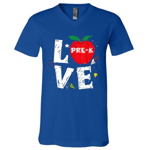 Love Pregiftk Apple Preschool Teachers Students Back To School Gift V-Neck T-Shirt