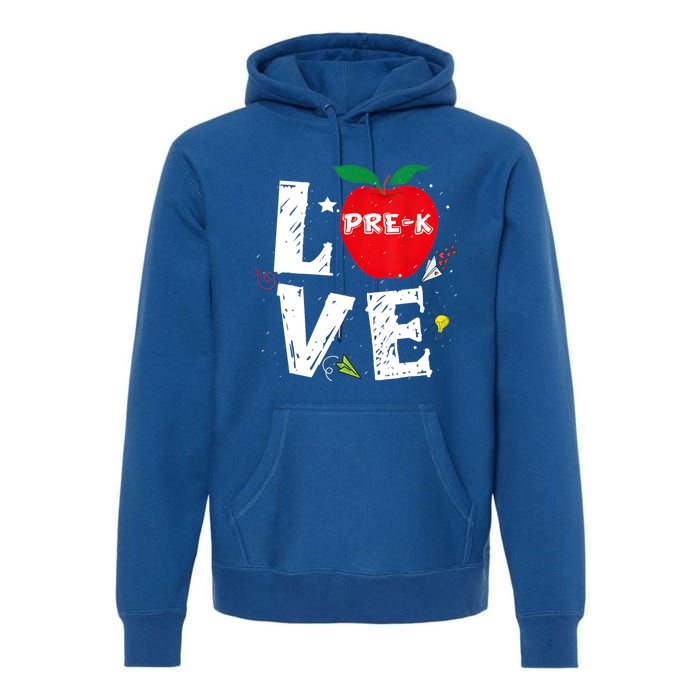 Love Pregiftk Apple Preschool Teachers Students Back To School Gift Premium Hoodie