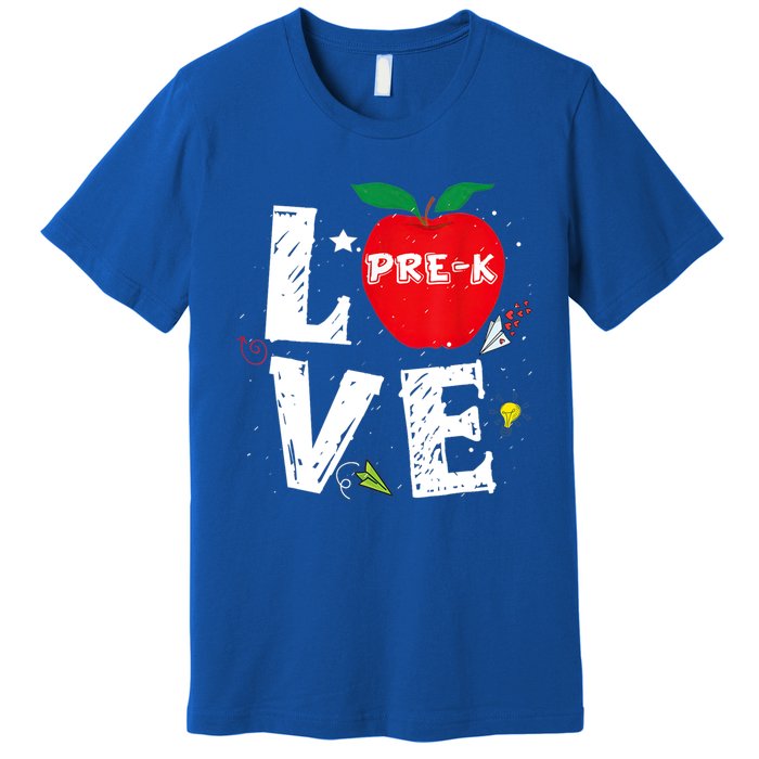 Love Pregiftk Apple Preschool Teachers Students Back To School Gift Premium T-Shirt