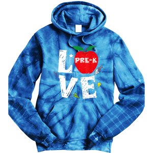 Love Pregiftk Apple Preschool Teachers Students Back To School Gift Tie Dye Hoodie