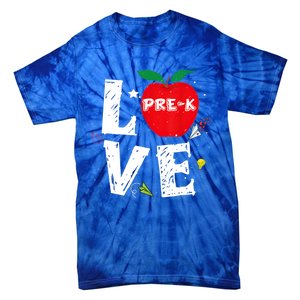 Love Pregiftk Apple Preschool Teachers Students Back To School Gift Tie-Dye T-Shirt