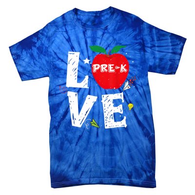 Love Pregiftk Apple Preschool Teachers Students Back To School Gift Tie-Dye T-Shirt