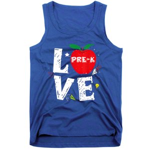 Love Pregiftk Apple Preschool Teachers Students Back To School Gift Tank Top