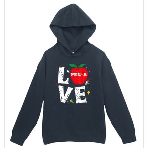 Love Pregiftk Apple Preschool Teachers Students Back To School Gift Urban Pullover Hoodie