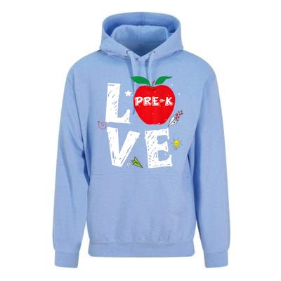 Love Pregiftk Apple Preschool Teachers Students Back To School Gift Unisex Surf Hoodie