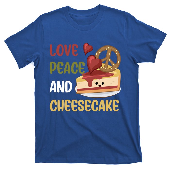 Love Peace And Cheesecake Day Cute Cheese Cake Dessert Gift T-Shirt