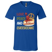 Love Peace And Cheesecake Day Cute Cheese Cake Dessert Gift V-Neck T-Shirt