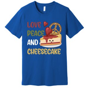 Love Peace And Cheesecake Day Cute Cheese Cake Dessert Gift Premium T-Shirt