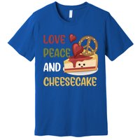 Love Peace And Cheesecake Day Cute Cheese Cake Dessert Gift Premium T-Shirt