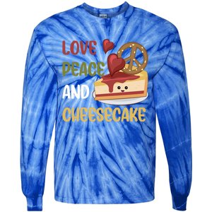 Love Peace And Cheesecake Day Cute Cheese Cake Dessert Gift Tie-Dye Long Sleeve Shirt