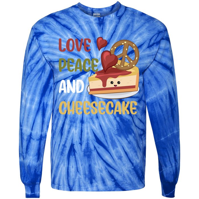 Love Peace And Cheesecake Day Cute Cheese Cake Dessert Gift Tie-Dye Long Sleeve Shirt