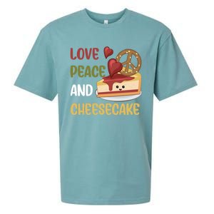 Love Peace And Cheesecake Day Cute Cheese Cake Dessert Gift Sueded Cloud Jersey T-Shirt