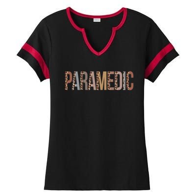 Leopard Paramedic Appreciation Healthcare Workers Gift Ladies Halftime Notch Neck Tee