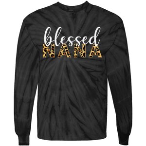 Leopard Print Blessed Nana Cute Cheetah Mother's Day Gift Tie-Dye Long Sleeve Shirt