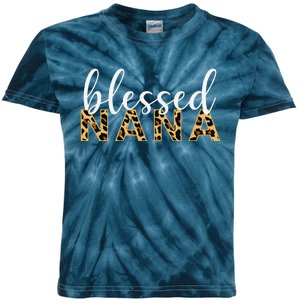 Leopard Print Blessed Nana Cute Cheetah Mother's Day Gift Kids Tie-Dye T-Shirt