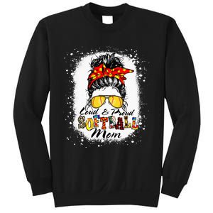 Loud & Proud Bleached Softball Mom Messy Bun Hair Leopard Sweatshirt