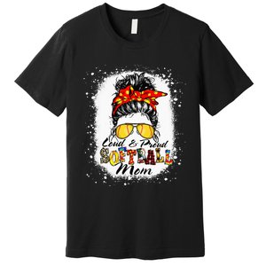 Loud & Proud Bleached Softball Mom Messy Bun Hair Leopard Premium T-Shirt