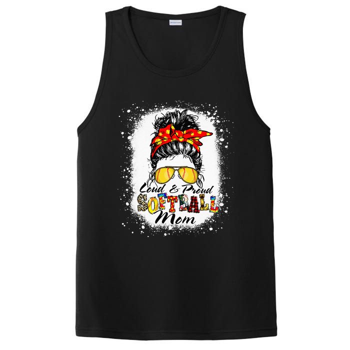 Loud & Proud Bleached Softball Mom Messy Bun Hair Leopard PosiCharge Competitor Tank