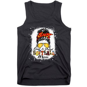 Loud & Proud Bleached Softball Mom Messy Bun Hair Leopard Tank Top