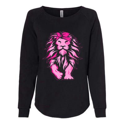 Lion Pink Bandana Breast Cancer Awareness Survivor Warrior Womens California Wash Sweatshirt