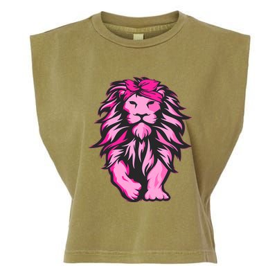 Lion Pink Bandana Breast Cancer Awareness Survivor Warrior Garment-Dyed Women's Muscle Tee