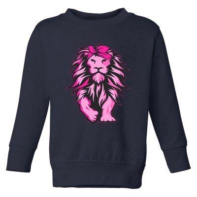 Lion Pink Bandana Breast Cancer Awareness Survivor Warrior Toddler Sweatshirt