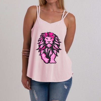 Lion Pink Bandana Breast Cancer Awareness Survivor Warrior Women's Strappy Tank