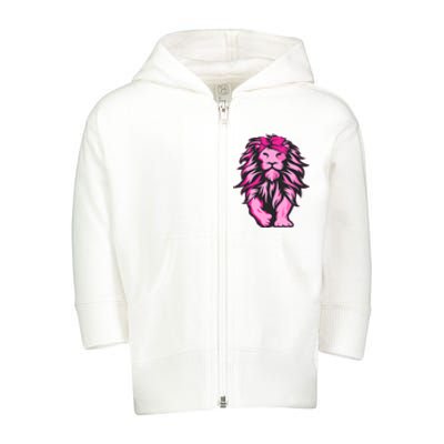 Lion Pink Bandana Breast Cancer Awareness Survivor Warrior Toddler Zip Fleece Hoodie