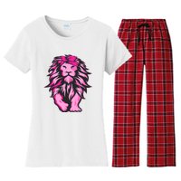 Lion Pink Bandana Breast Cancer Awareness Survivor Warrior Women's Flannel Pajama Set