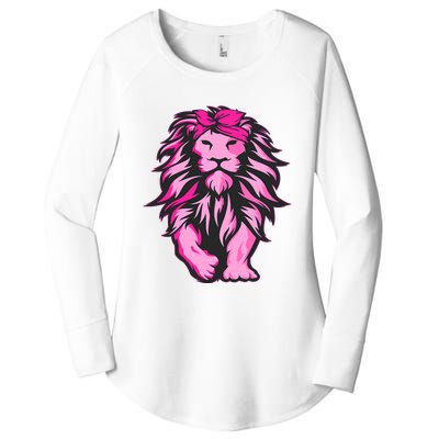 Lion Pink Bandana Breast Cancer Awareness Survivor Warrior Women's Perfect Tri Tunic Long Sleeve Shirt