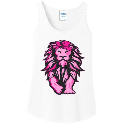 Lion Pink Bandana Breast Cancer Awareness Survivor Warrior Ladies Essential Tank