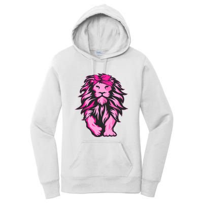 Lion Pink Bandana Breast Cancer Awareness Survivor Warrior Women's Pullover Hoodie