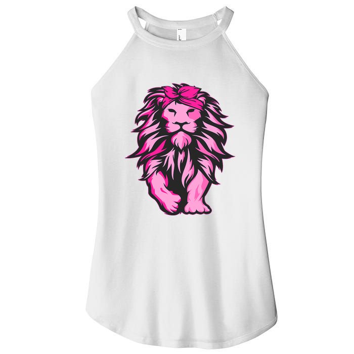 Lion Pink Bandana Breast Cancer Awareness Survivor Warrior Women's Perfect Tri Rocker Tank