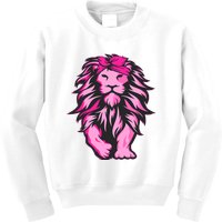 Lion Pink Bandana Breast Cancer Awareness Survivor Warrior Kids Sweatshirt